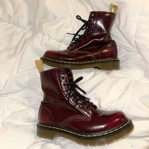 Dr Martens Vegan 1460 Lace Up Boots in Cherry Red | Doc Martens | Size 6